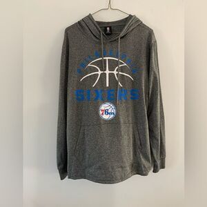 NBA Philadelphia 76ers Sixers Pullover Hoodie Lightweight Gray Blue White Size S